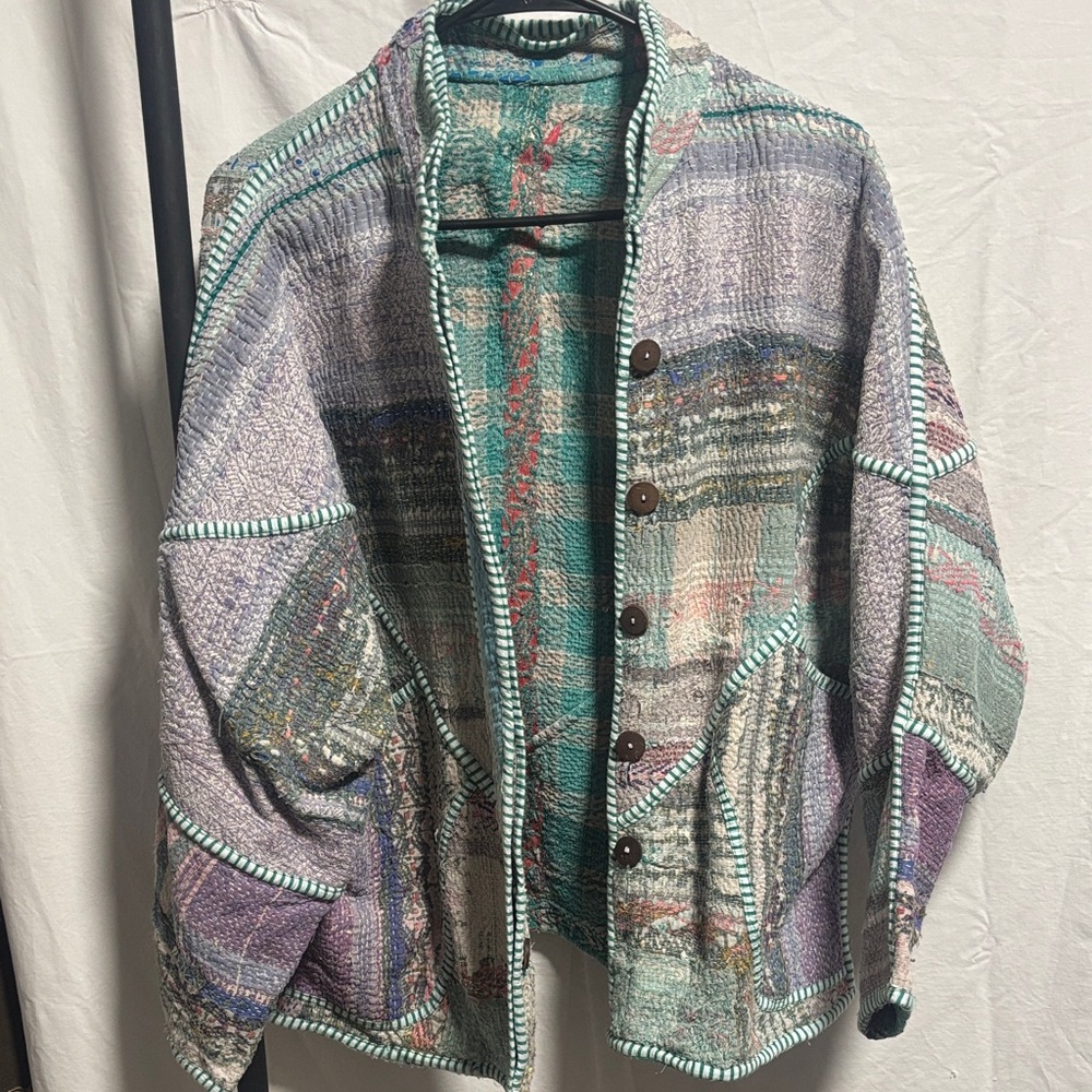 Multicolor Women's reversible  Kantha Quilt  Jacket